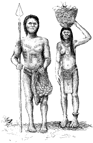 Indigenous hunter gather drawing.