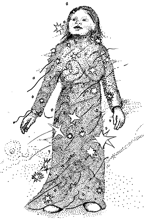Universal being with stars drawing.